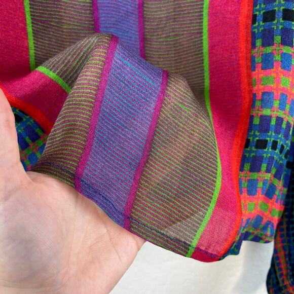 Bl-nk Conditions Apply by Anthropologie Retro Geo Stripe Peasant Blouse Size XS - Picture 6 of 10